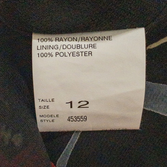 Citrine Dress Black Red Floral Print Midi Long Sheer Ruffle Hem Womens Size 12 - Picture 5 of 5